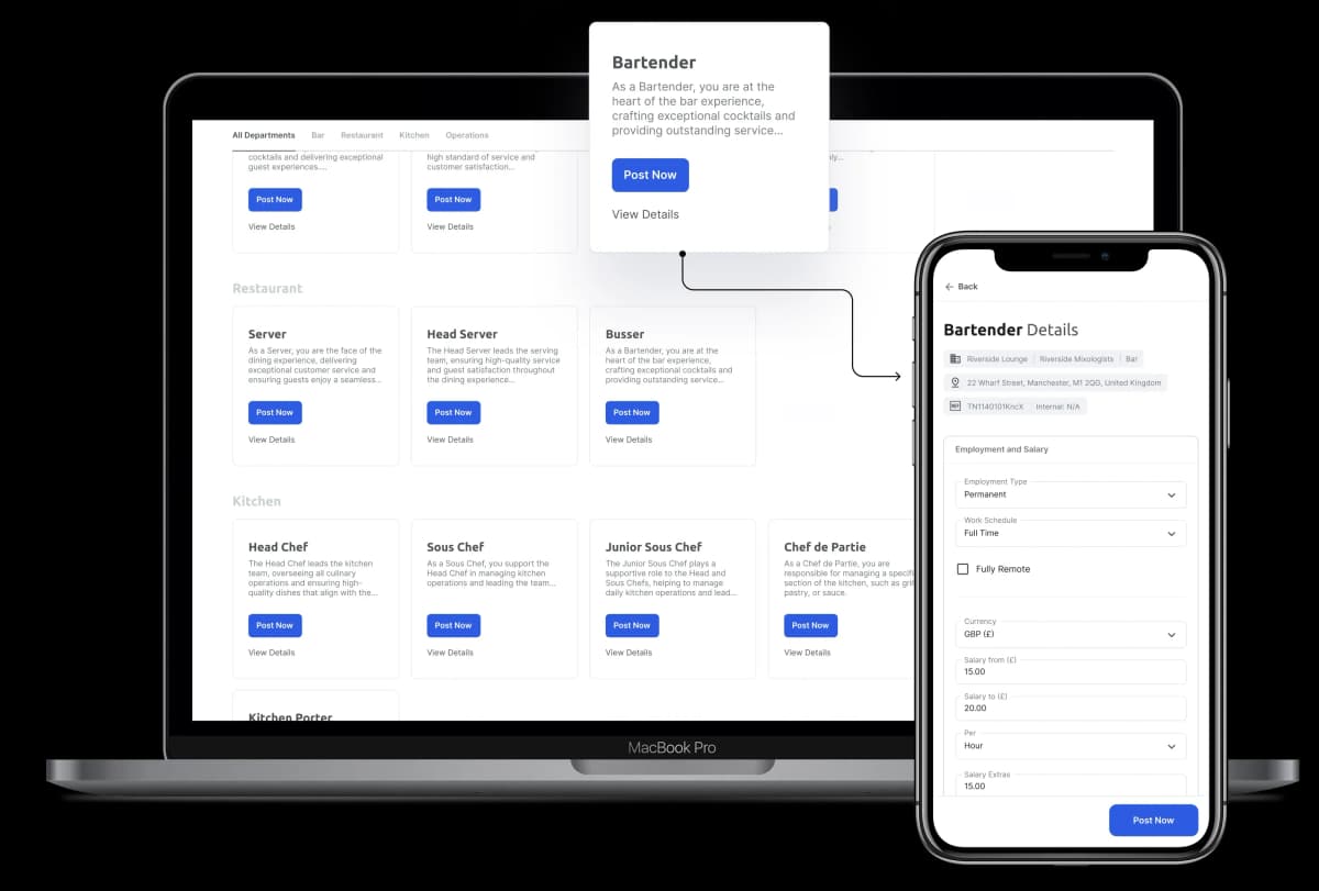 Nasiba Ai dashboard on macbook pro and iphone, figma designs