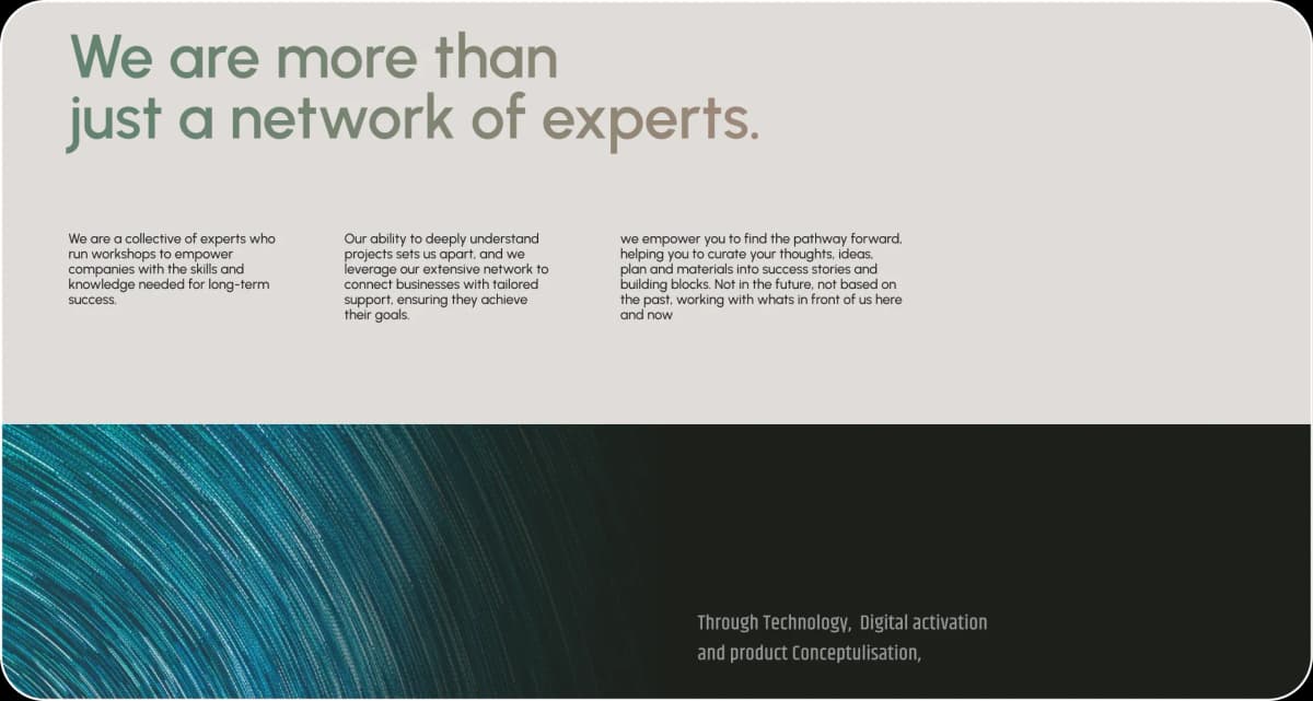 A Venture Studio website section design